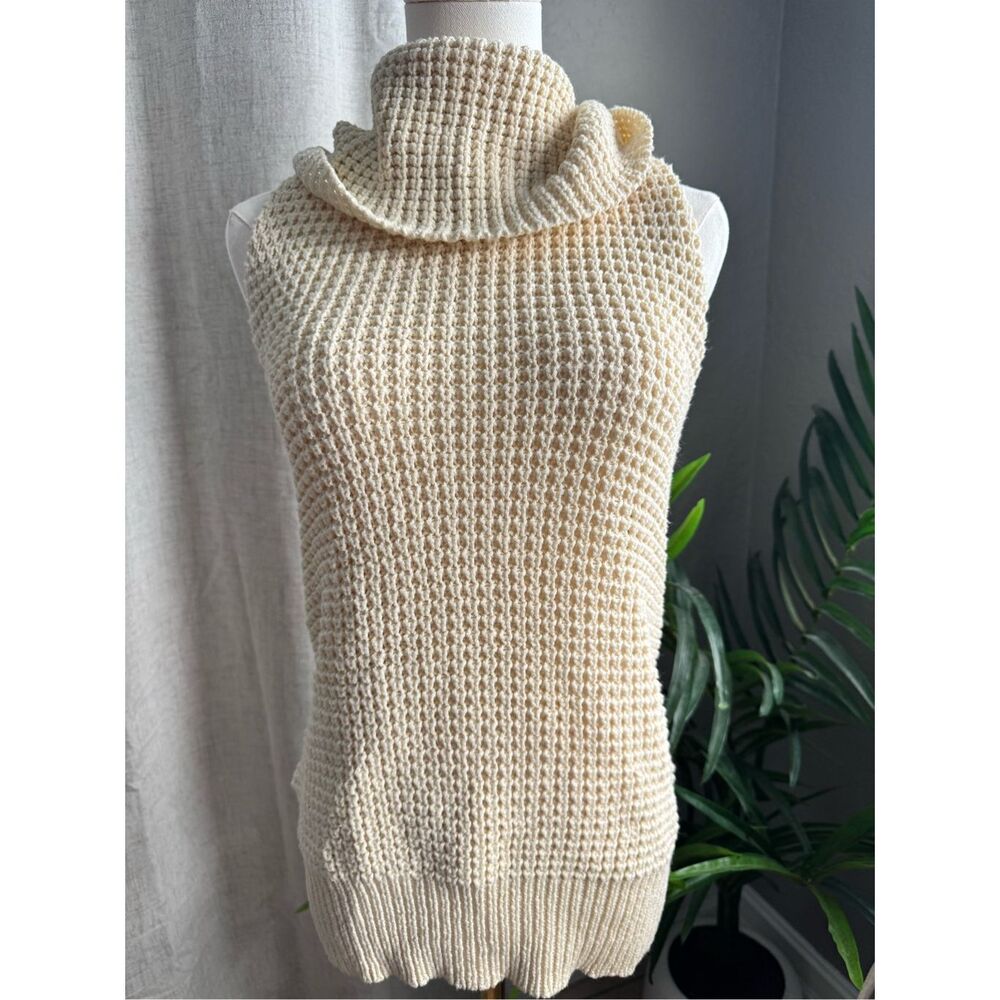 Trina‎ Turk Cowl Neck Chunky Sweater Sleeveless Top Cotton Beach Cover